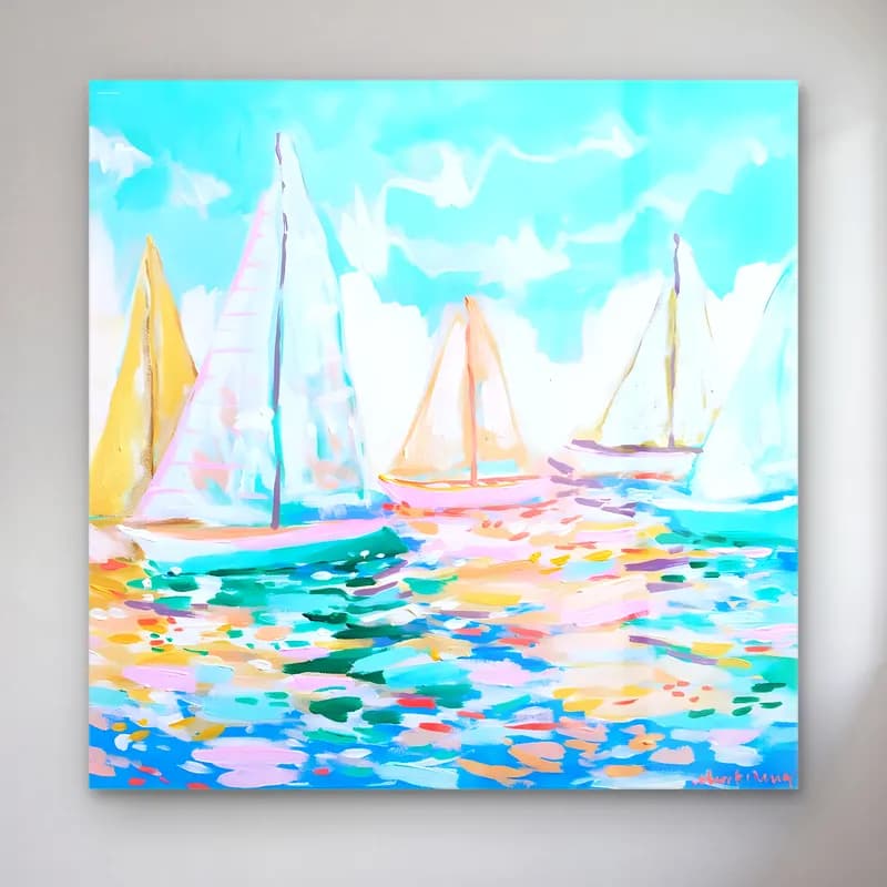 Pastel Yelken Yarışı No. 2 cam tablo — Pastel Yelken Yarışı No. 2 — pastel yelken yarışı