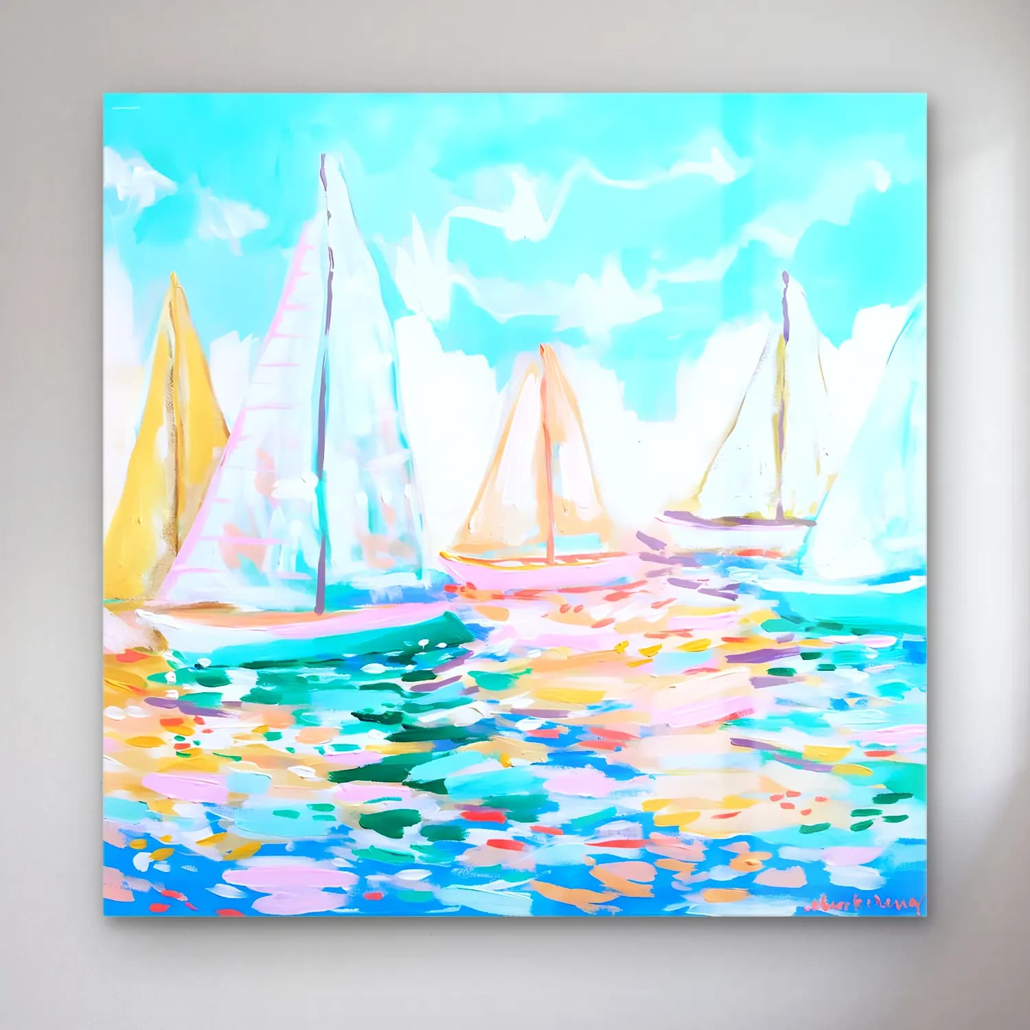 Pastel Yelken Yarışı No. 2 cam tablo — Pastel Yelken Yarışı No. 2 — pastel yelken yarışı