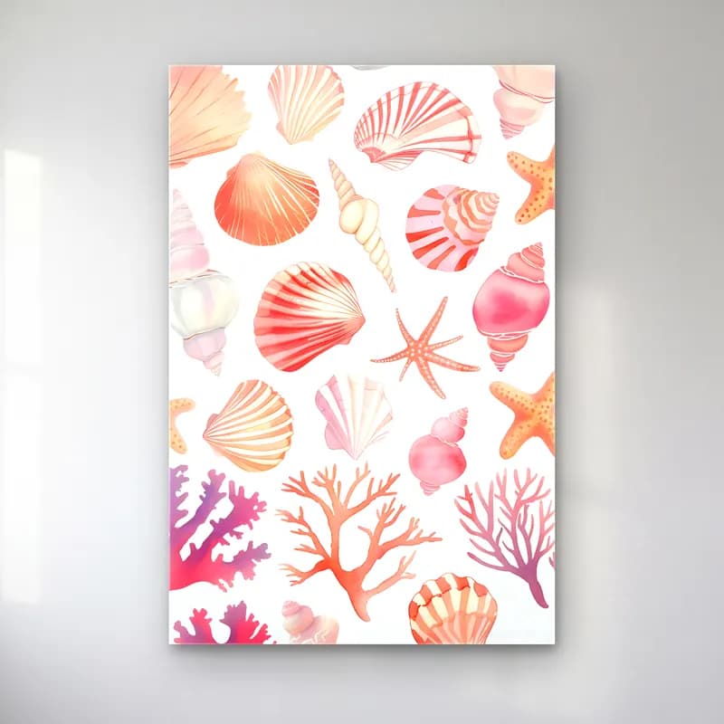 Pastel Deniz Kabukları No. 38 cam tablo — Pastel Deniz Kabukları No. 38 — pastel deniz kabukları