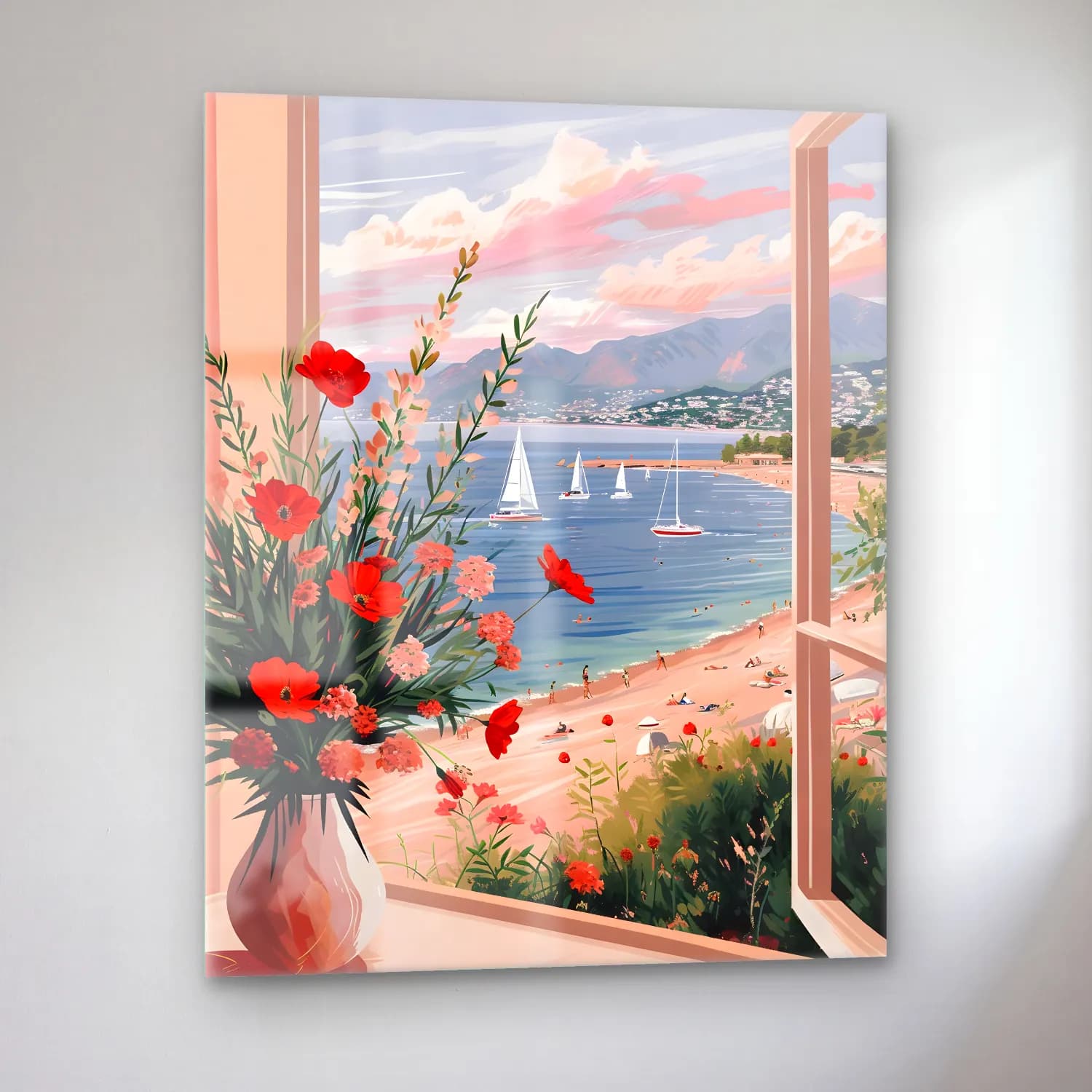 Pastel Yelkenliler No. 2 cam tablo — sol açıdan görünüm