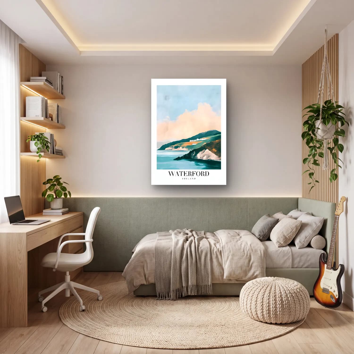 Pastel Soyut Manzara No. 6 cam tablo — genç odasında