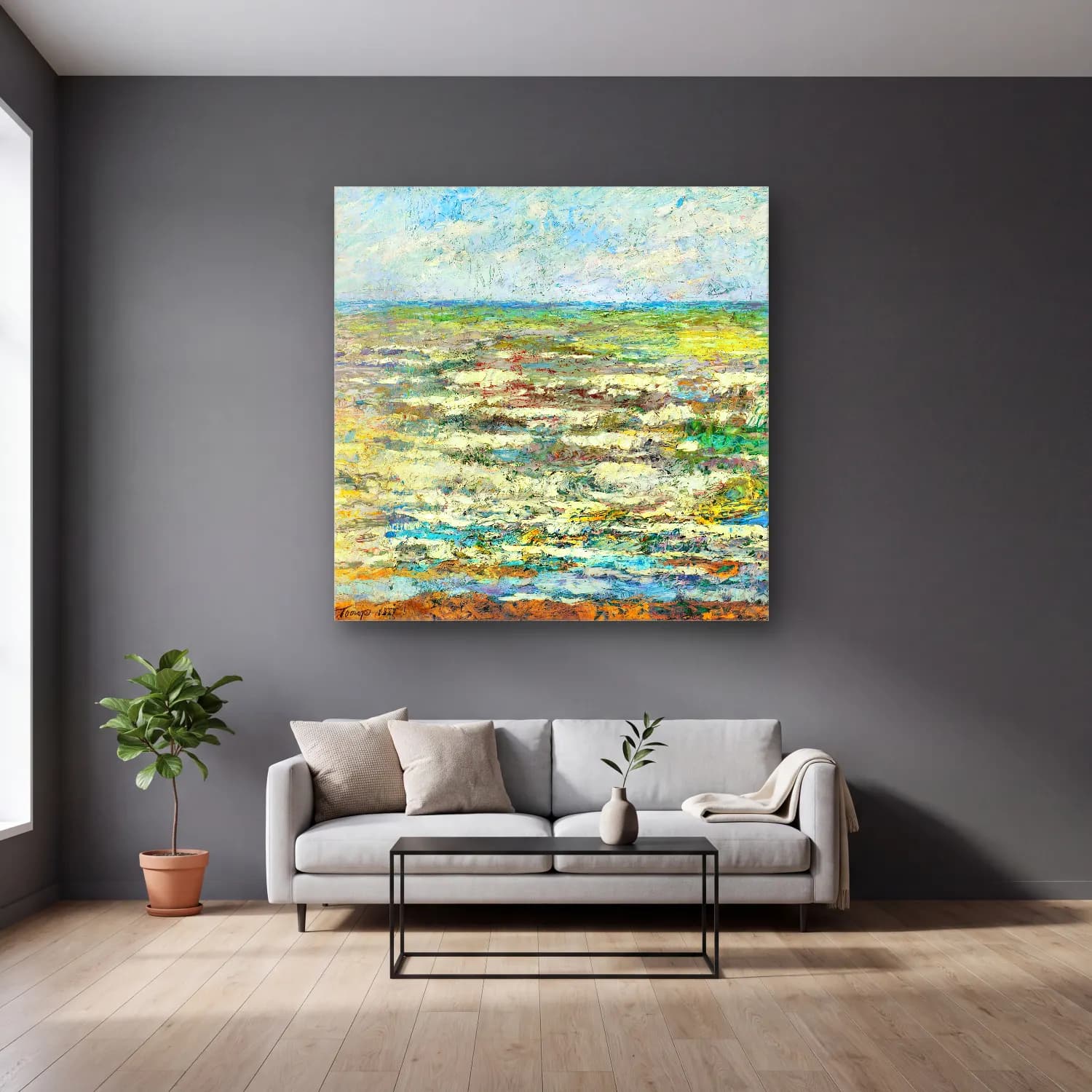 The Rijksmuseum – The Sea cam tablo — gri duvarlı salonda