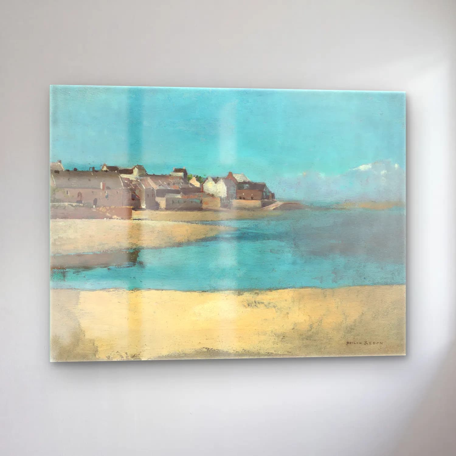 Odilon Redon – Village by the Sea in Brittany cam tablo — sol açıdan görünüm
