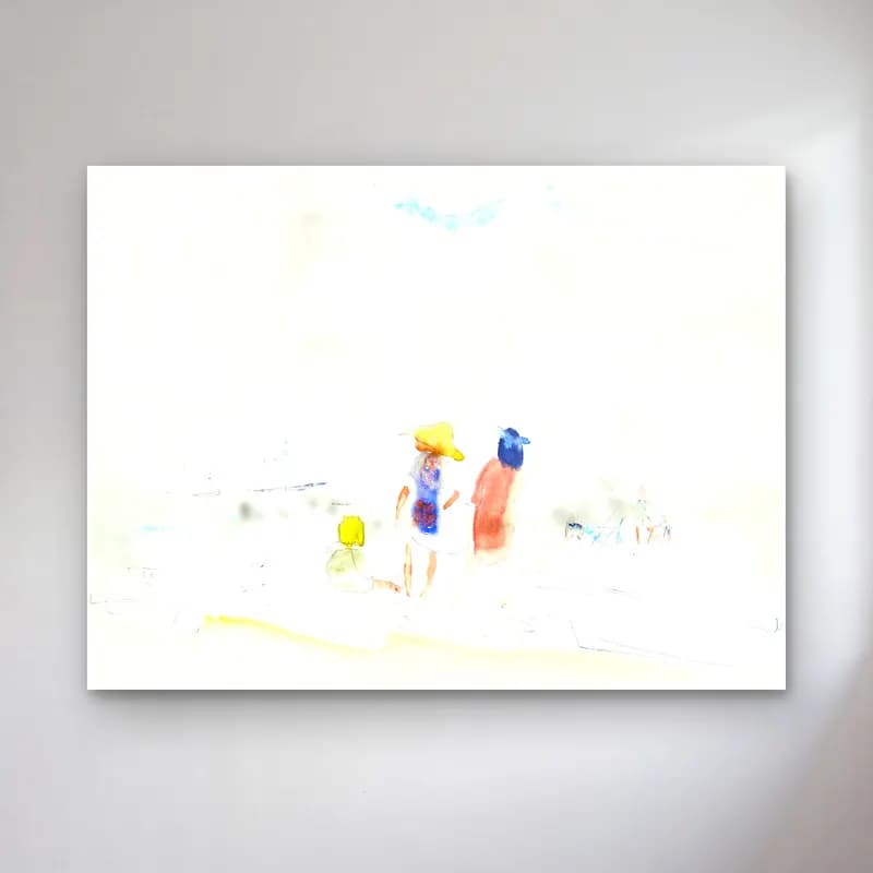 Charles Demuth – Two Women and Child on Beach cam tablo — Charles Demuth – Two Women and Child on Beach — suluboya sahilde i̇nsanlar