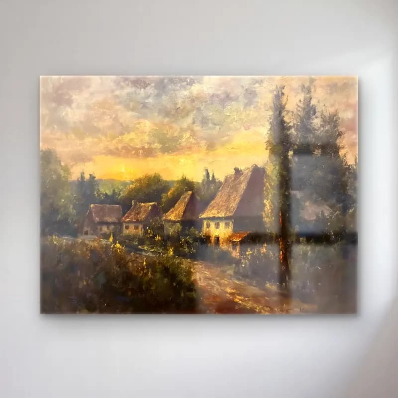 Yağlı Boya Köy Sokağı No. 2 cam tablo — Yağlı Boya Köy Sokağı No. 2 — yağlı boya köy sokağı