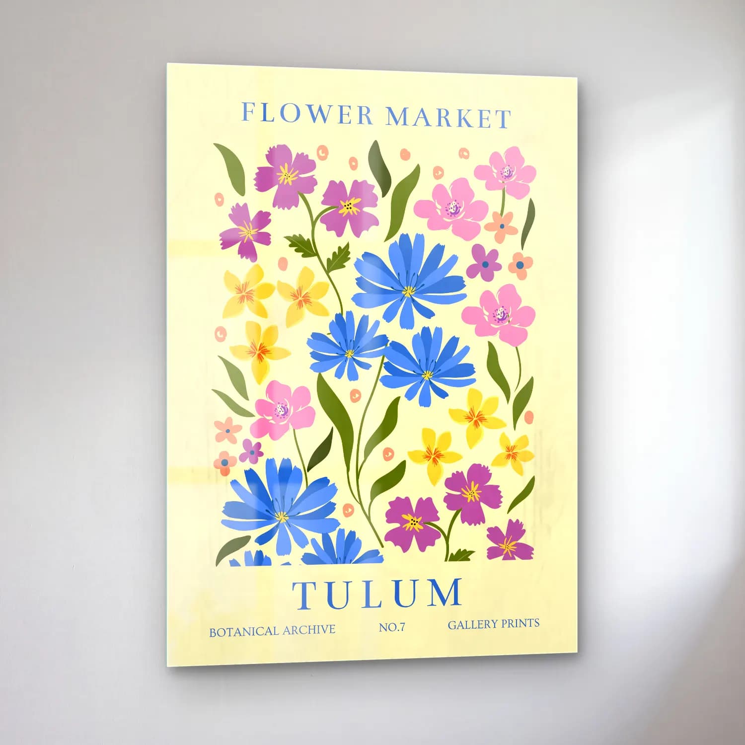Pastel Çiçek Deseni No. 24 cam tablo — sol açıdan görünüm
