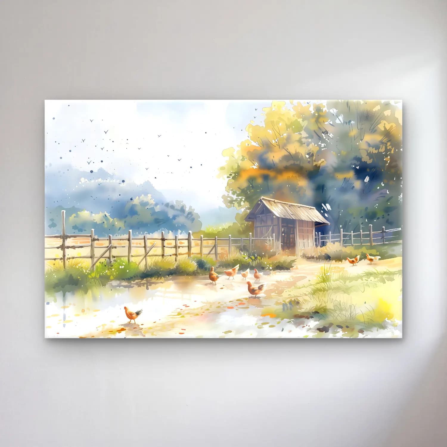 Suluboya Kır Evi No. 9 cam tablo — Suluboya Kır Evi No. 9 — suluboya kır evi