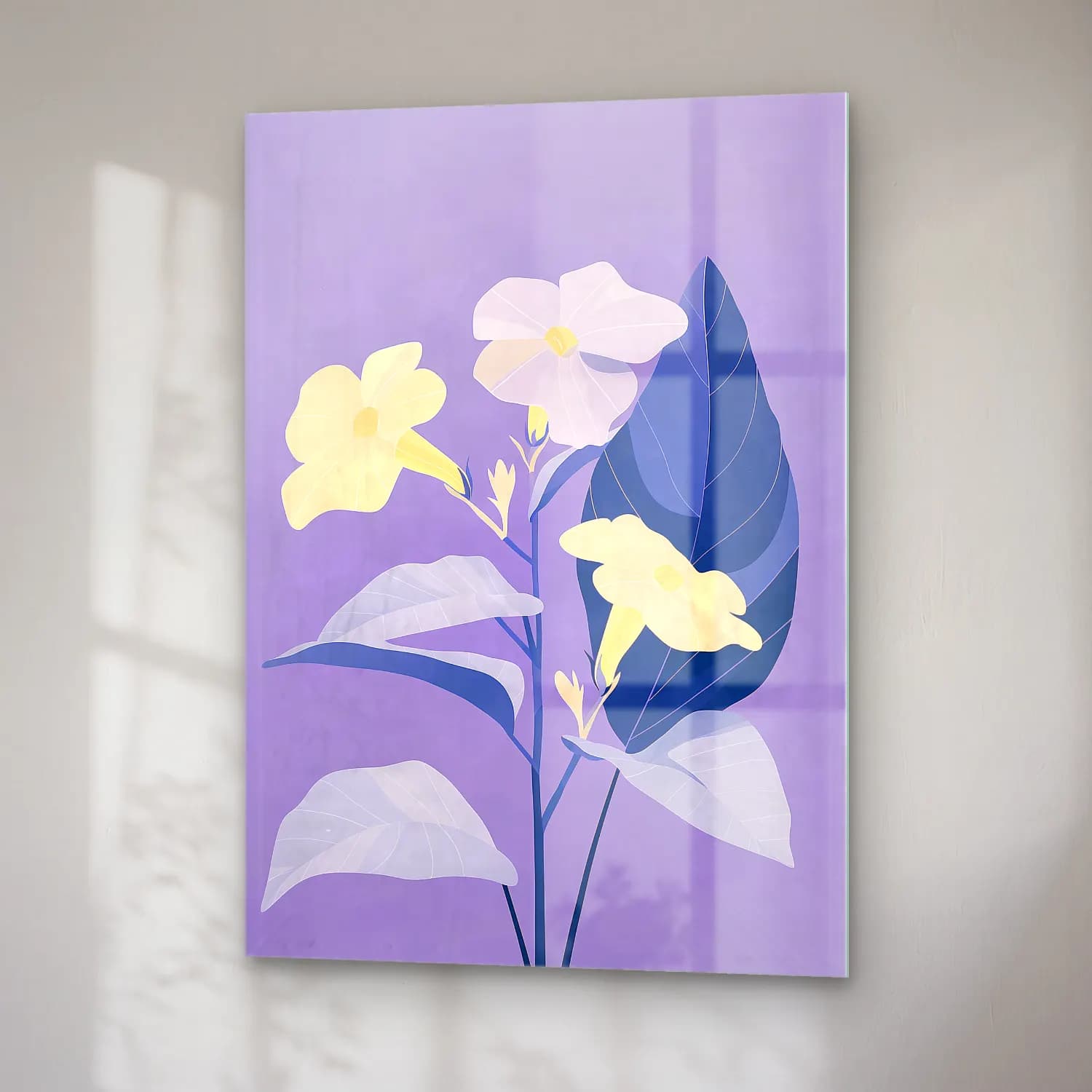 Pastel Çiçek Deseni No. 25 cam tablo — sağ açıdan görünüm