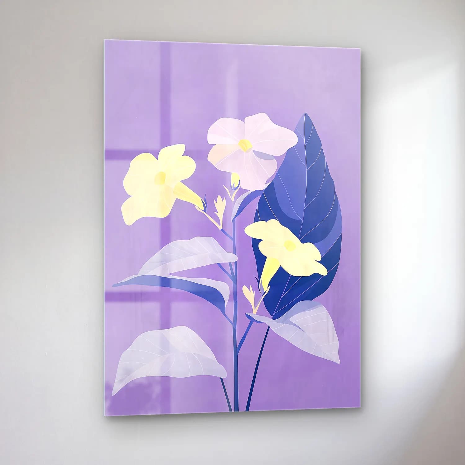 Pastel Çiçek Deseni No. 25 cam tablo — sol açıdan görünüm