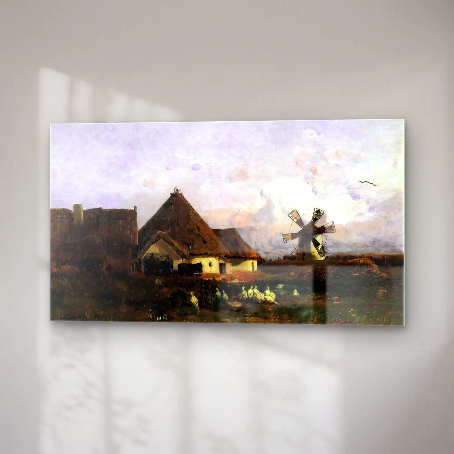 Géza Mészöly – Landscape with Windmill (Detail of Szentiván) cam tablo — sağ açıdan görünüm