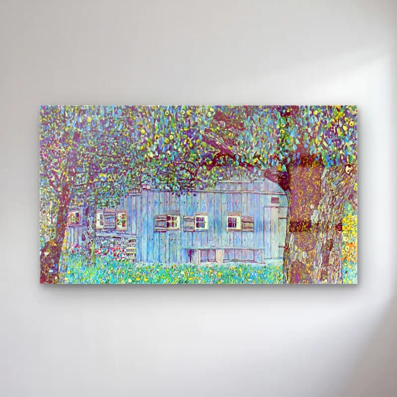 Gustav Klimt – Farmhouse in Upper Austria cam tablo — Gustav Klimt – Farmhouse in Upper Austria — empresyonist kır evi