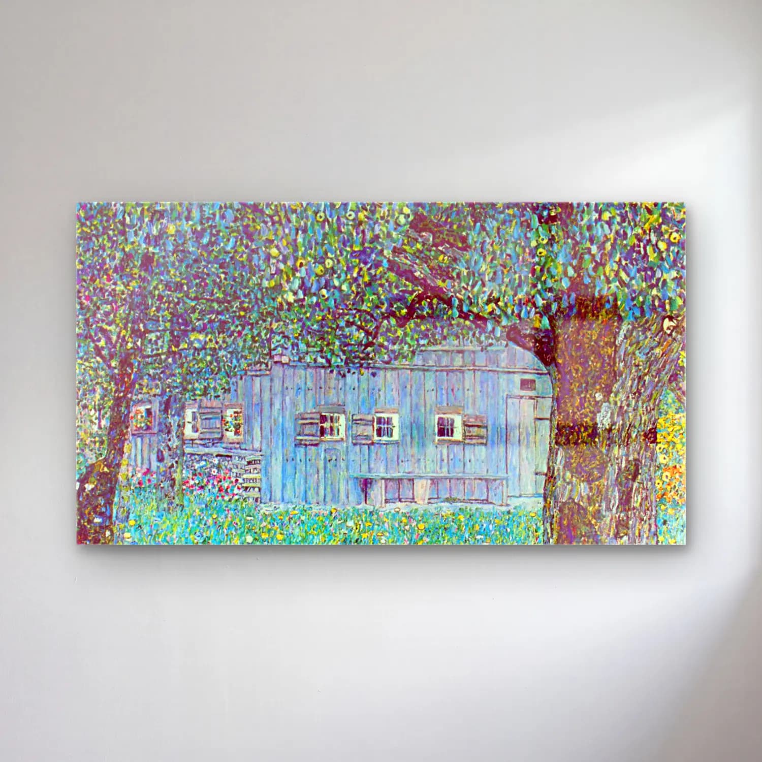 Gustav Klimt – Farmhouse in Upper Austria cam tablo — Gustav Klimt – Farmhouse in Upper Austria — empresyonist kır evi