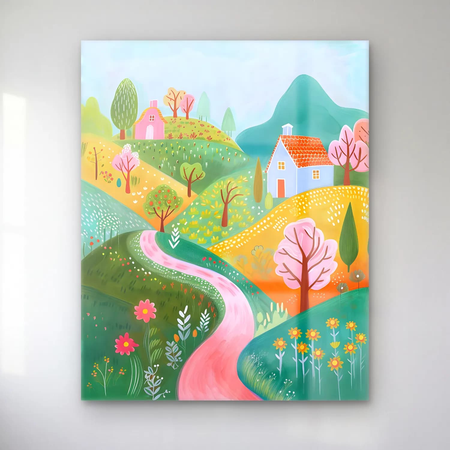 Pastel Kır Evi No. 3 cam tablo — Pastel Kır Evi No. 3 — pastel kır evi