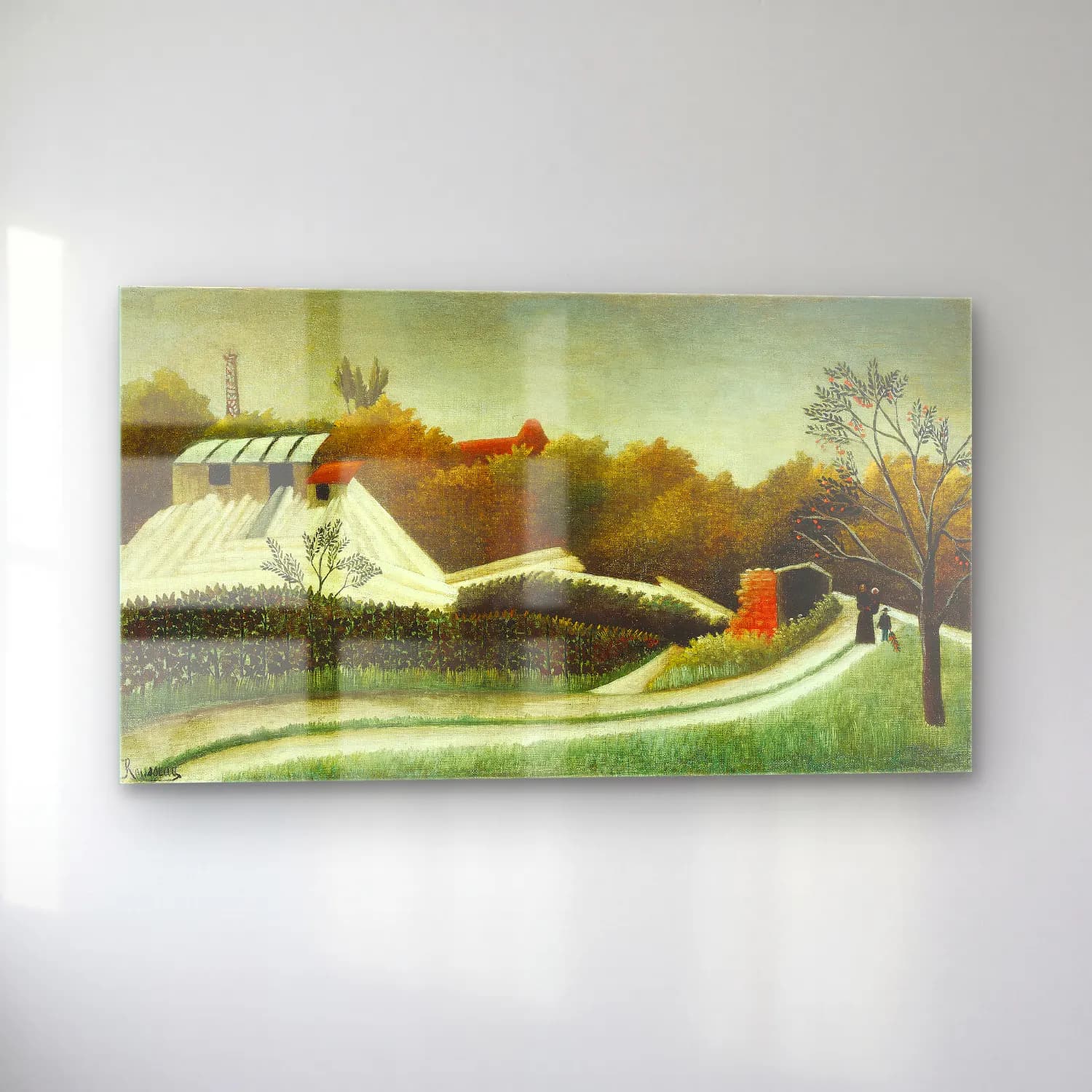 Yağlı Boya Kır Evi No. 50 cam tablo — sol açıdan görünüm