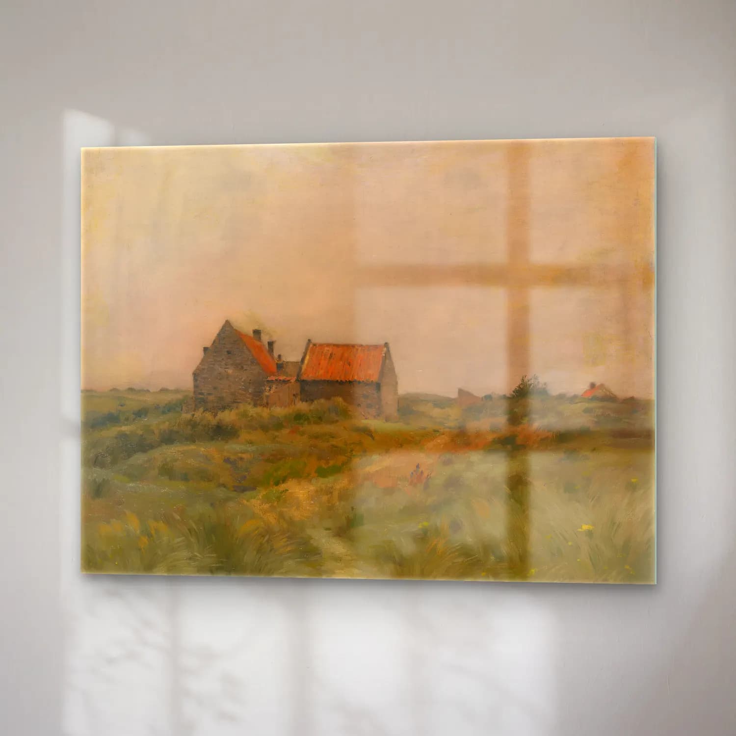 Yağlı Boya Kır Evi No. 54 cam tablo — sağ açıdan görünüm