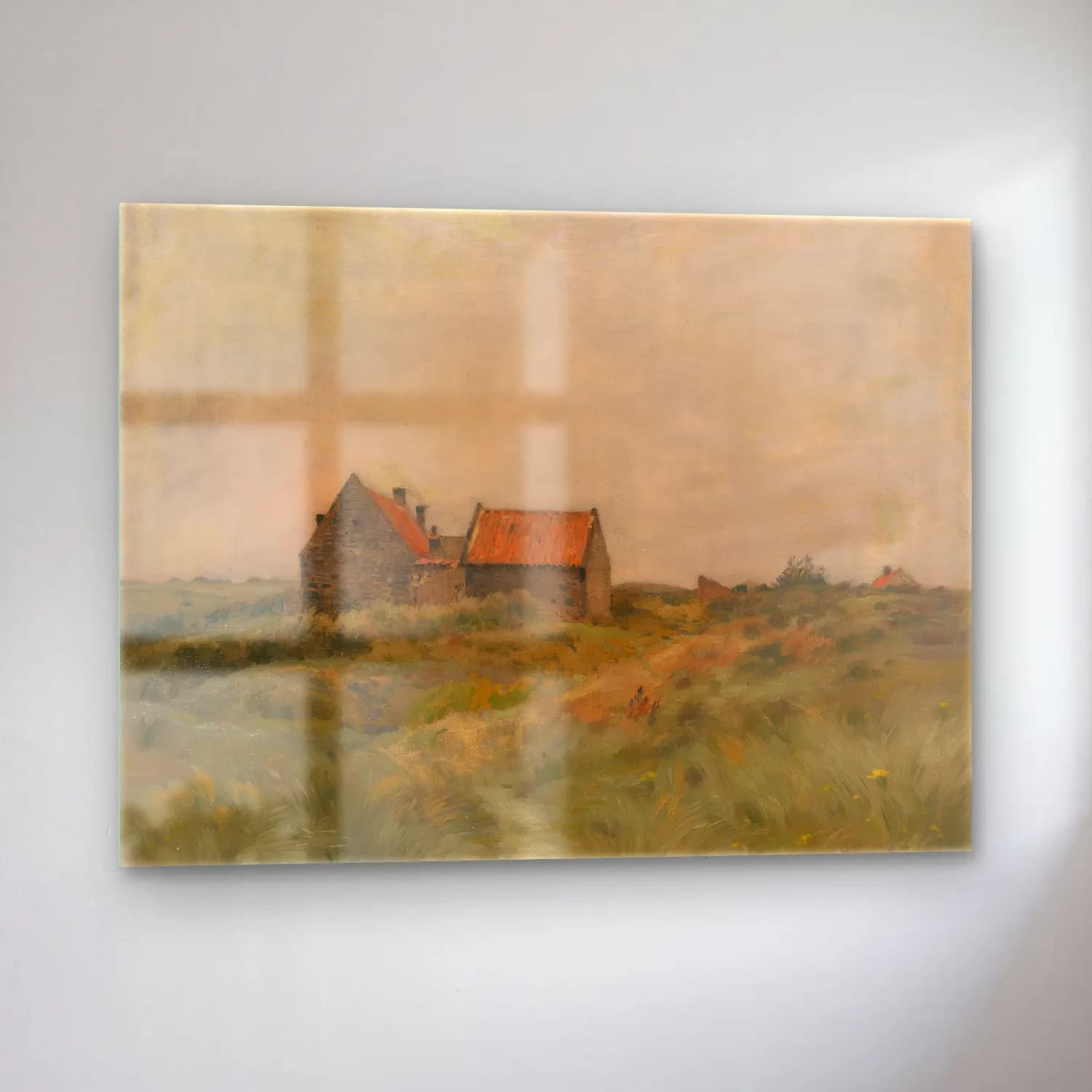 Yağlı Boya Kır Evi No. 54 cam tablo — sol açıdan görünüm
