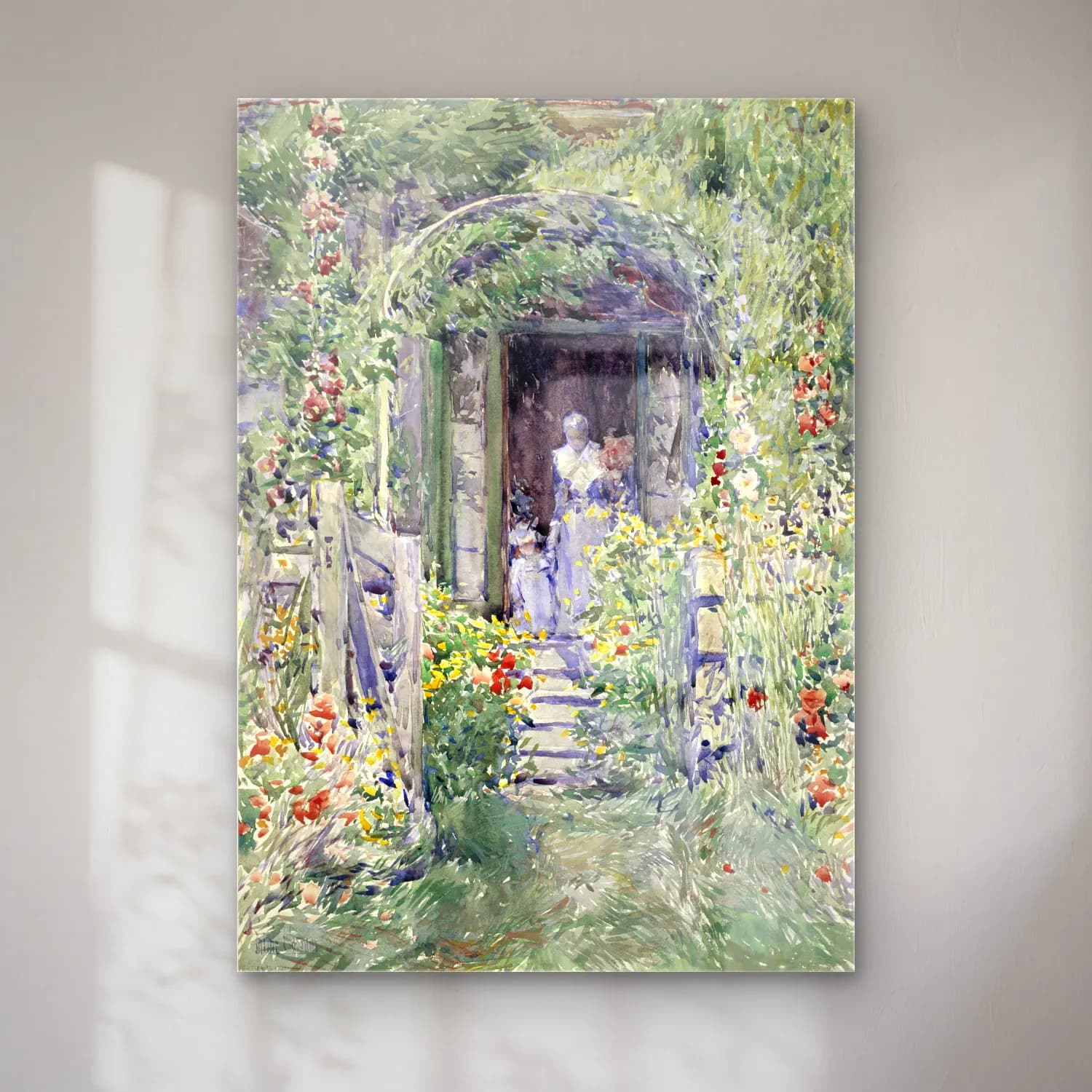 Frederick Childe Hassam – The Garden in Its Glory cam tablo — Frederick Childe Hassam – The Garden in Its Glory — empresyonist bahçeli kulübe