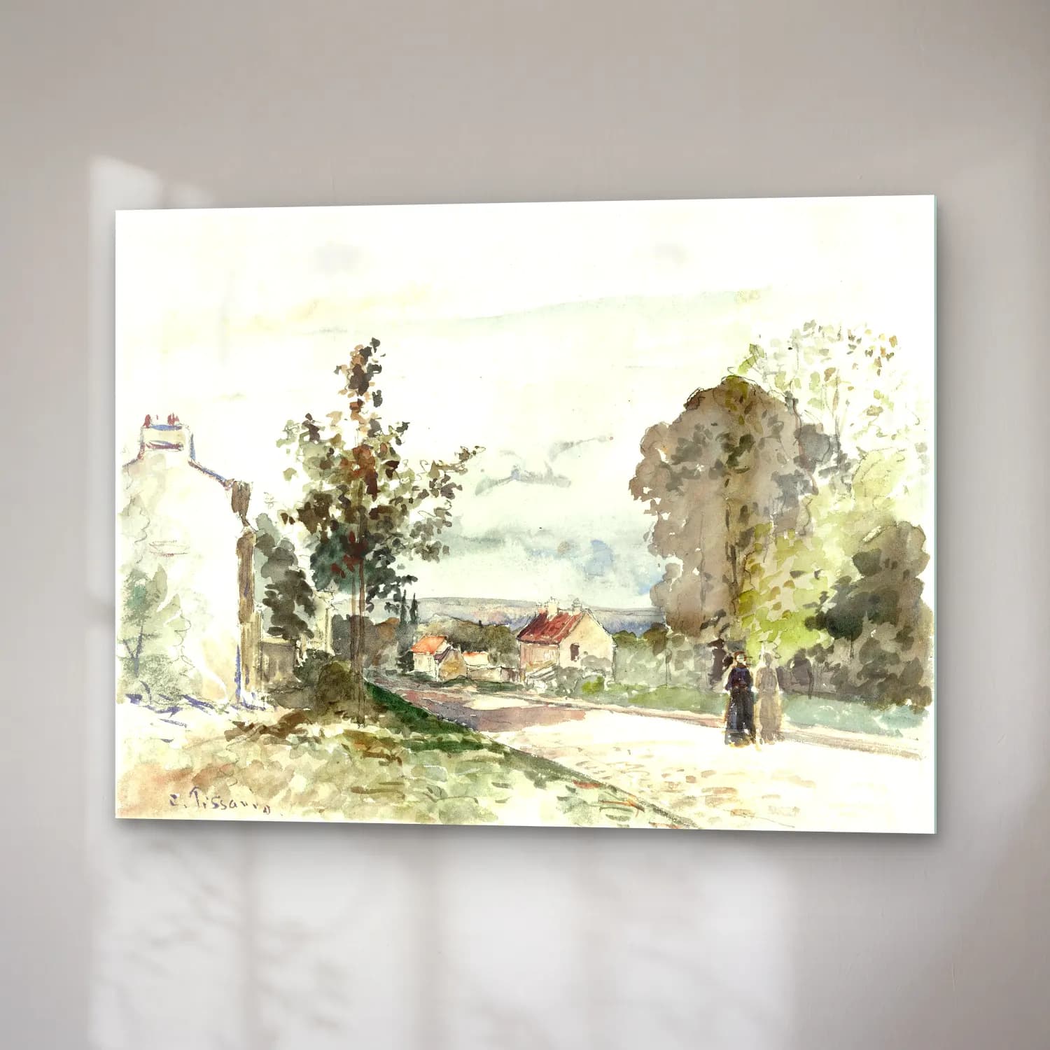 Camille Pissarro – The Road from Versailles to Louveciennes (ca. 1872) cam tablo — sağ açıdan görünüm