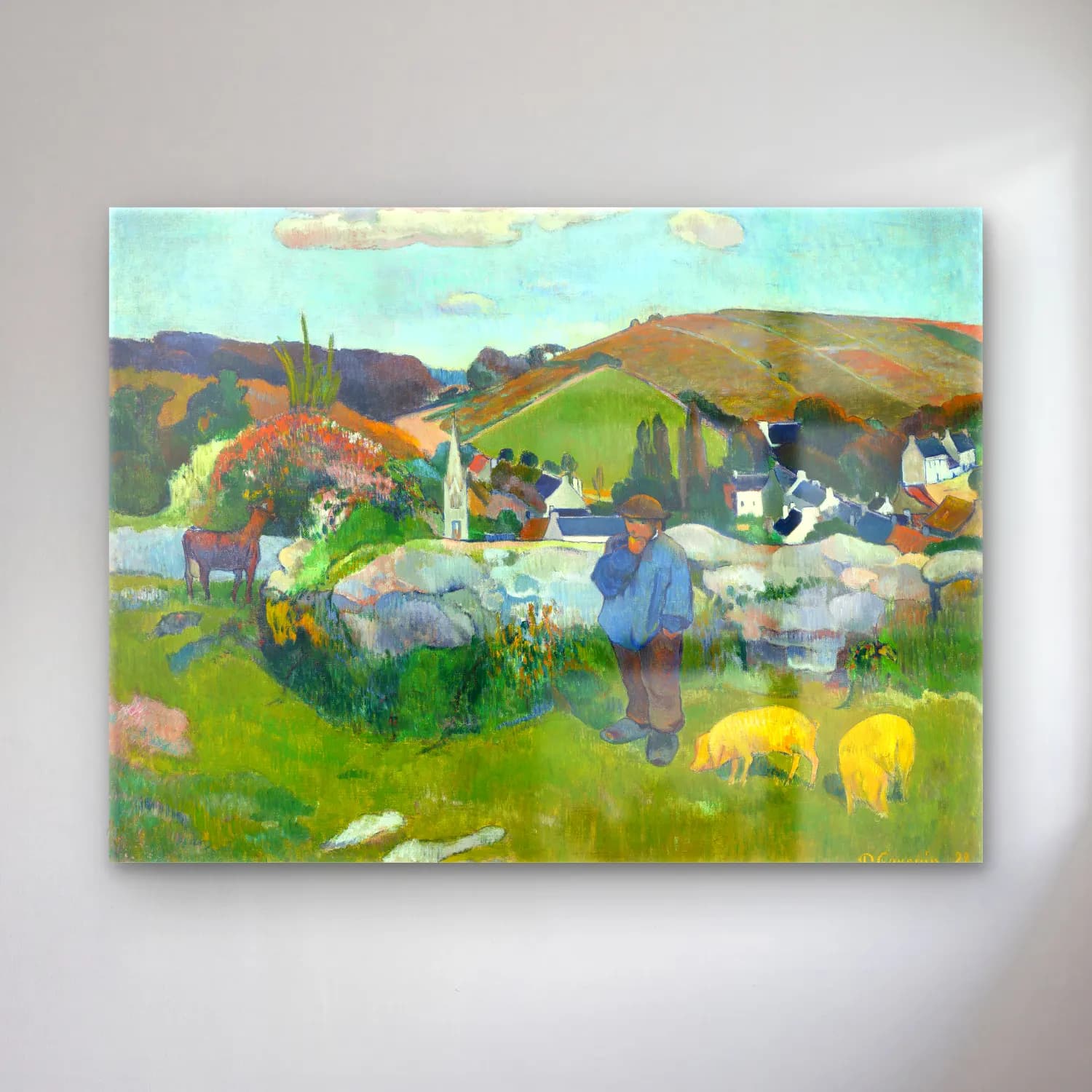 Paul Gauguin – The Swineherd cam tablo — Paul Gauguin – The Swineherd — empresyonist koyun