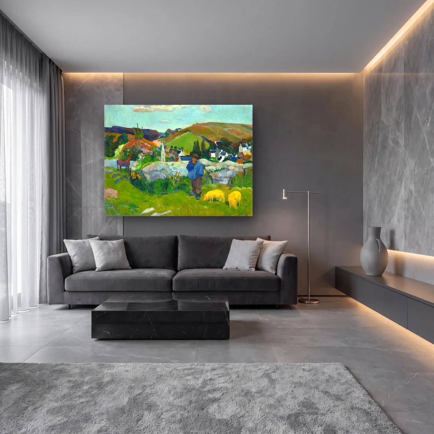 Paul Gauguin – The Swineherd cam tablo — lüks salon duvarında