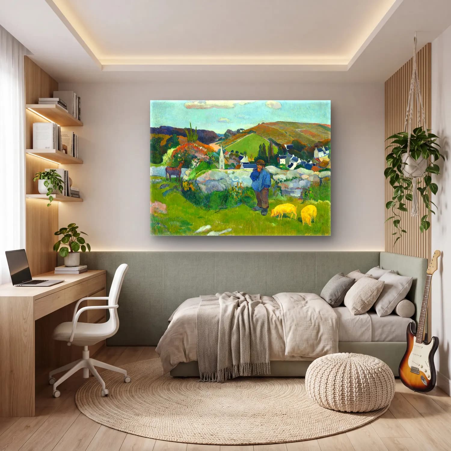 Paul Gauguin – The Swineherd cam tablo — genç odasında