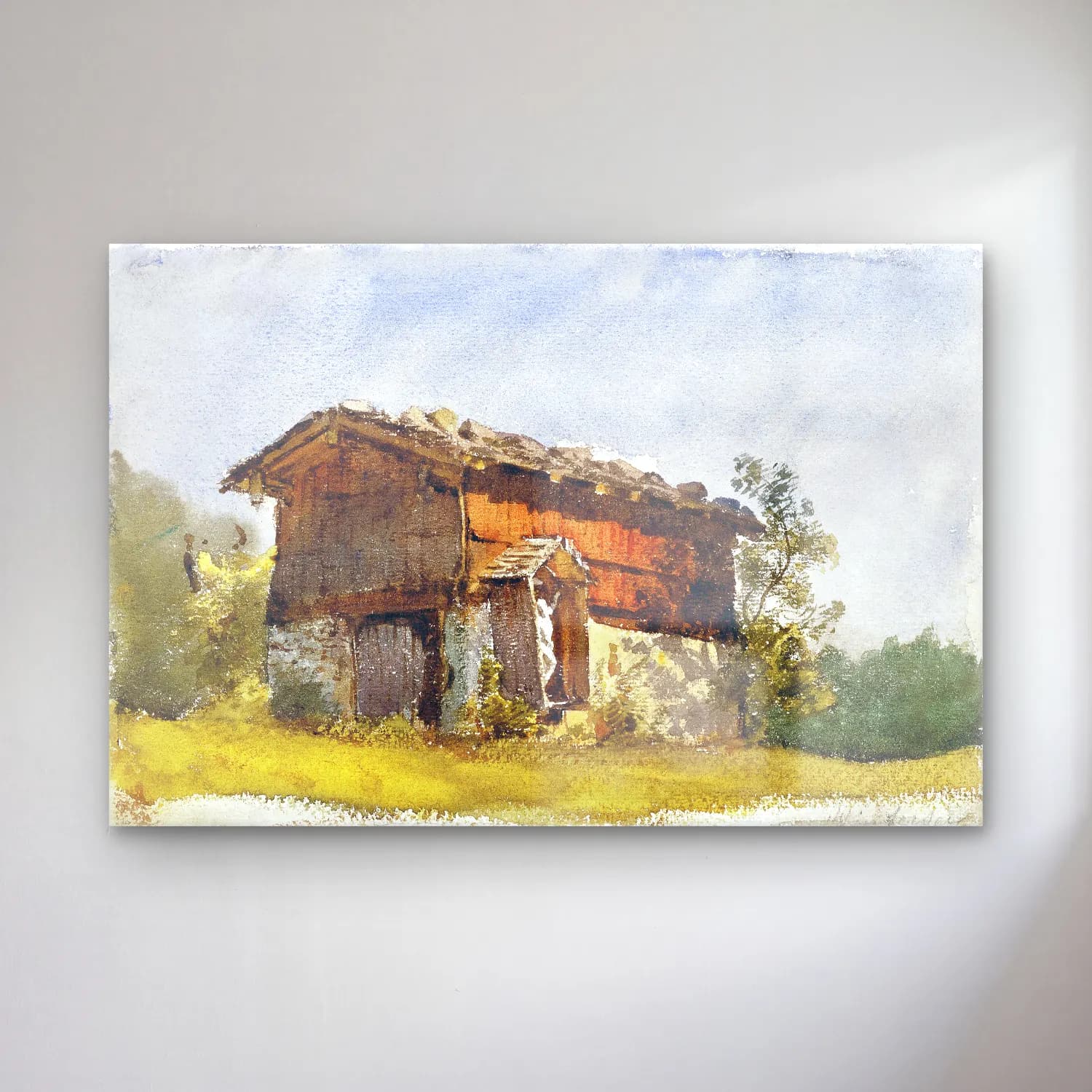John Singer Sargent – Tyrolean Shrine – Pastel Tonlar cam tablo — John Singer Sargent – Tyrolean Shrine – Pastel Tonlar — suluboya kır evi