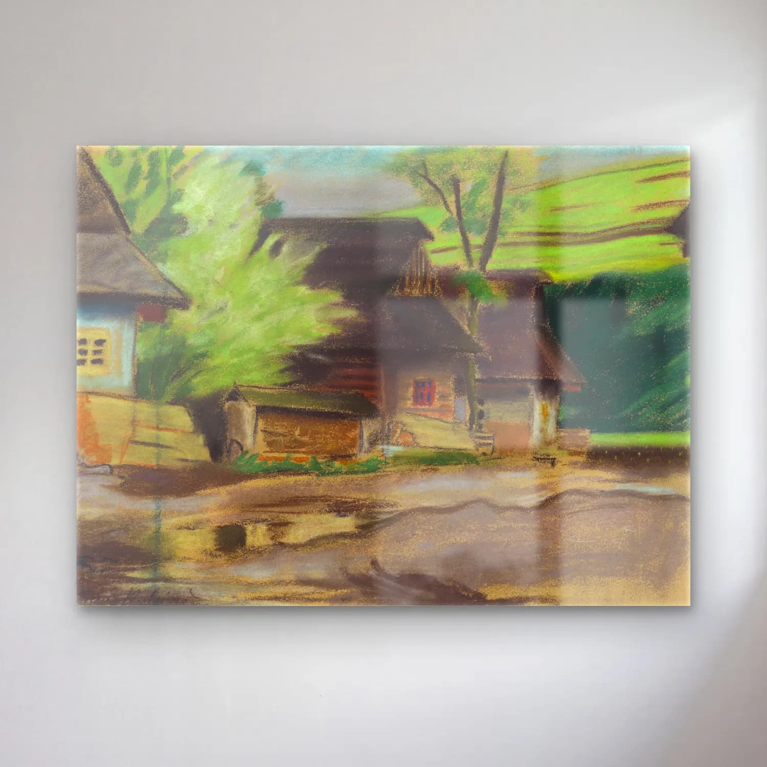 Yağlı Boya Kır Evi No. 55 cam tablo — Yağlı Boya Kır Evi No. 55 — yağlı boya kır evi