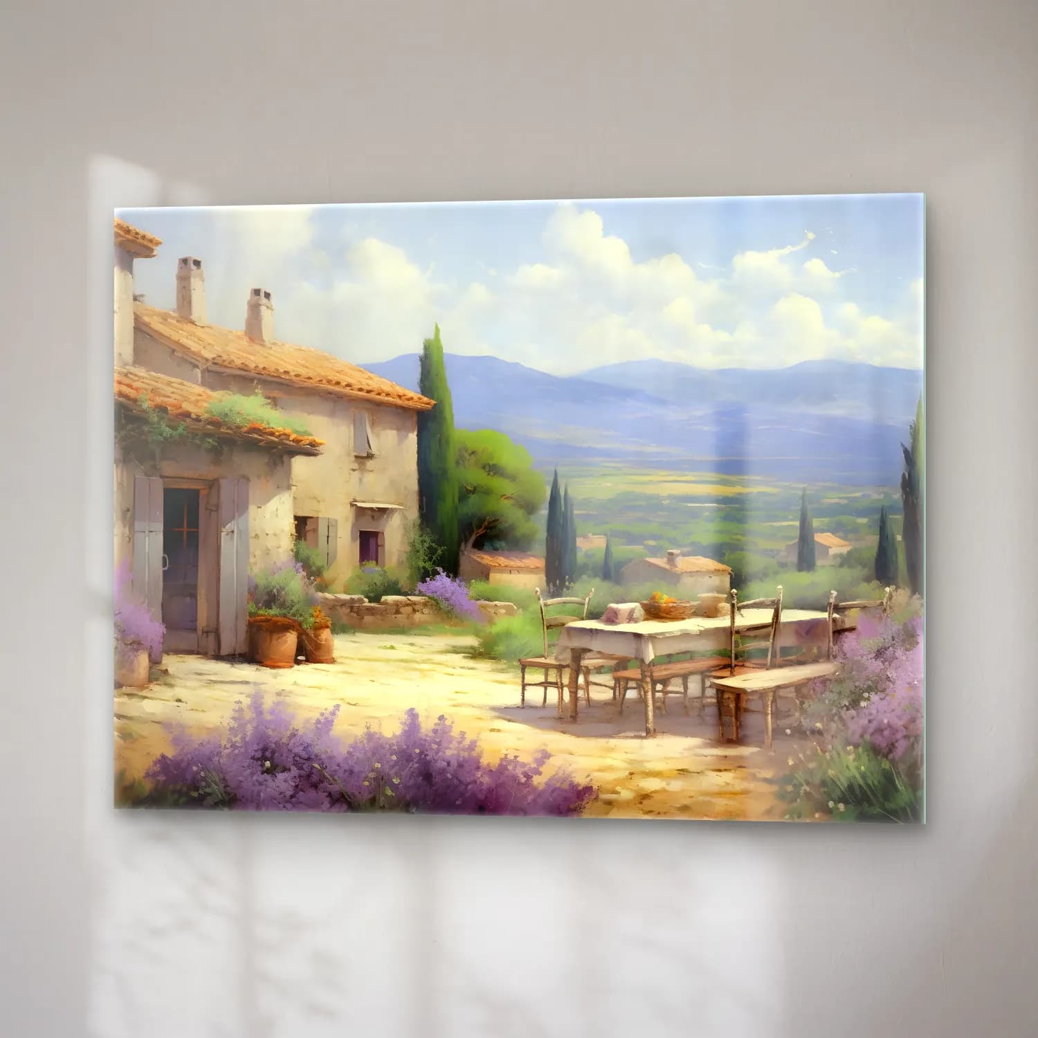 Yağlı Boya Kır Evi No. 71 cam tablo — sağ açıdan görünüm