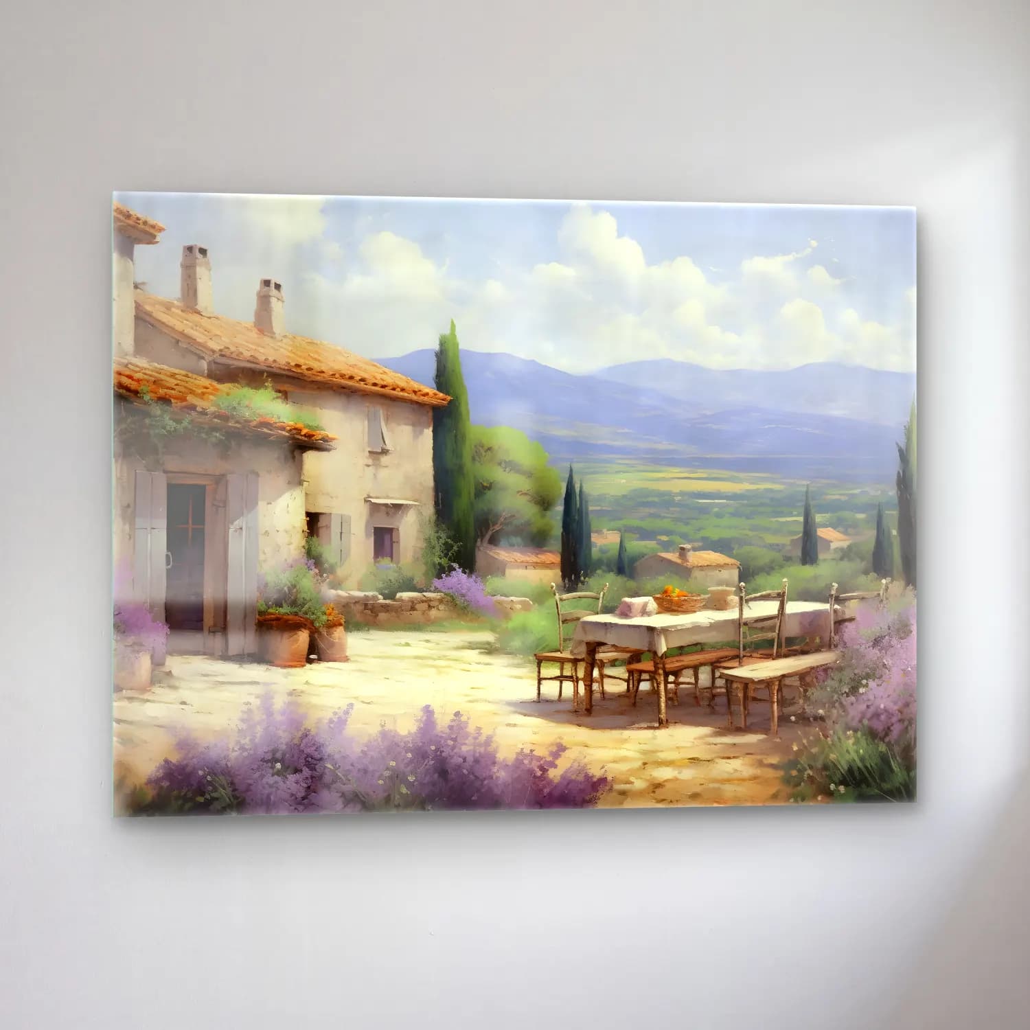 Yağlı Boya Kır Evi No. 71 cam tablo — sol açıdan görünüm