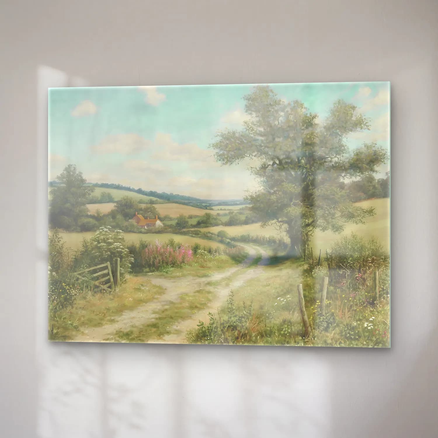 Yağlı Boya Kır Evi No. 76 cam tablo — sağ açıdan görünüm