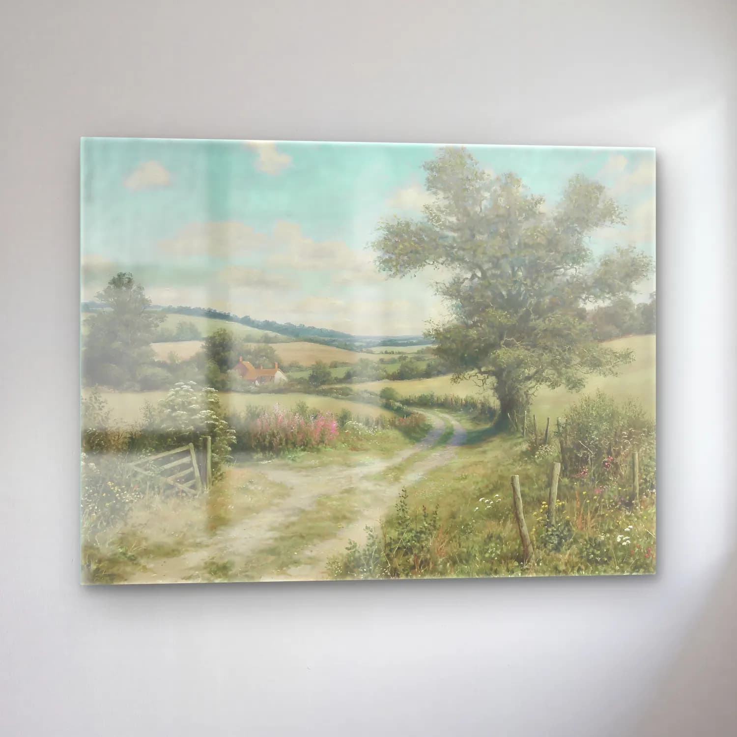 Yağlı Boya Kır Evi No. 76 cam tablo — sol açıdan görünüm