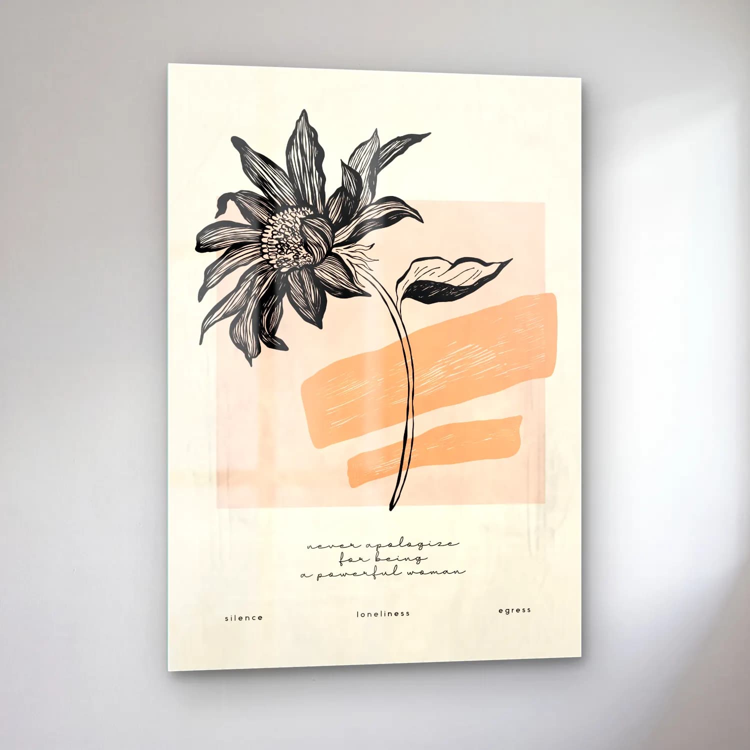 Botanik İllüstrasyon Çiçek Deseni No. 17 cam tablo — sol açıdan görünüm