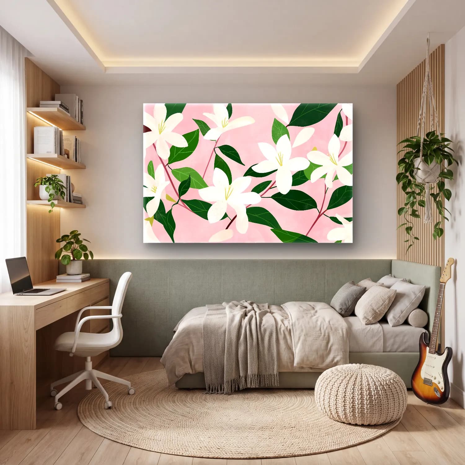 Pastel Zambaklar No. 4 cam tablo — genç odasında