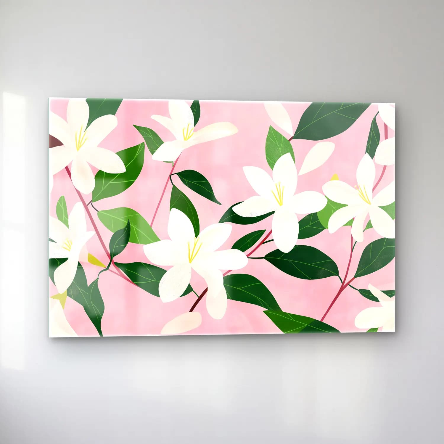 Pastel Zambaklar No. 4 cam tablo — sol açıdan görünüm