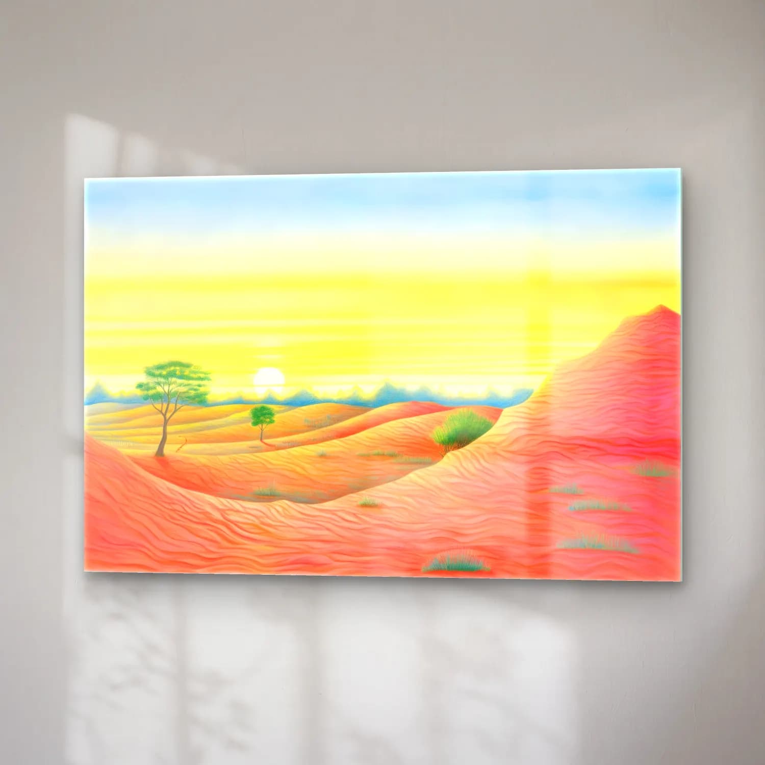 Yağlı Boya Çöl Kumulları No. 4 cam tablo — sağ açıdan görünüm