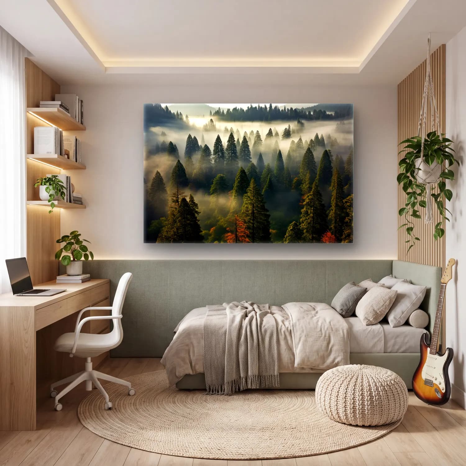 Pastel Sisli Orman cam tablo — genç odasında