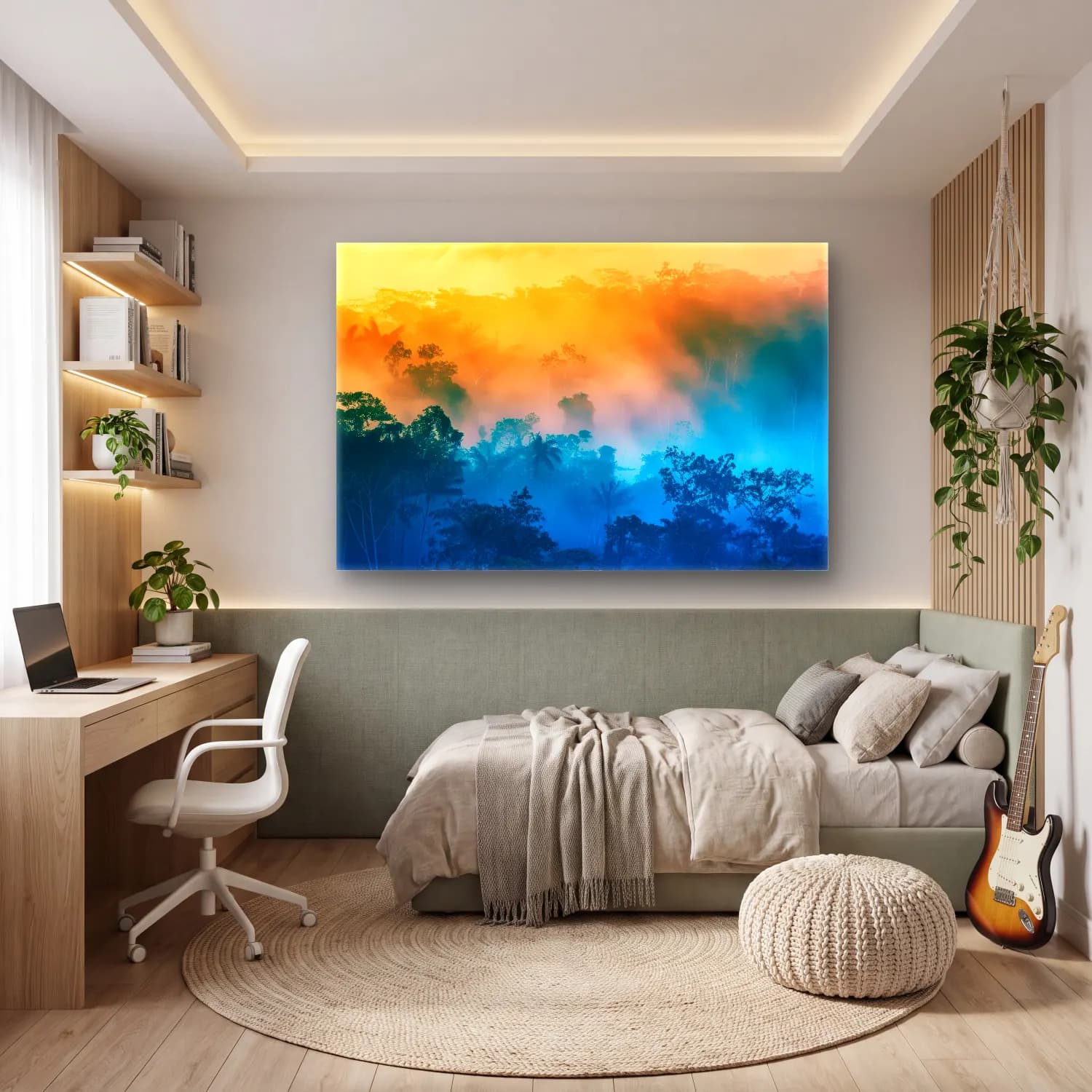 Pastel Sisli Orman No. 5 cam tablo — genç odasında