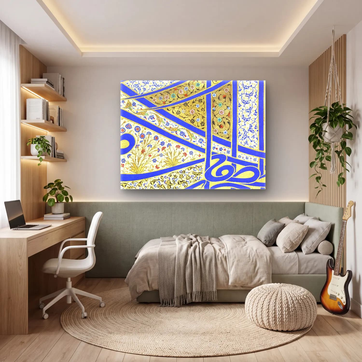 Maksimalist Çiçek Deseni No. 9 cam tablo — genç odasında
