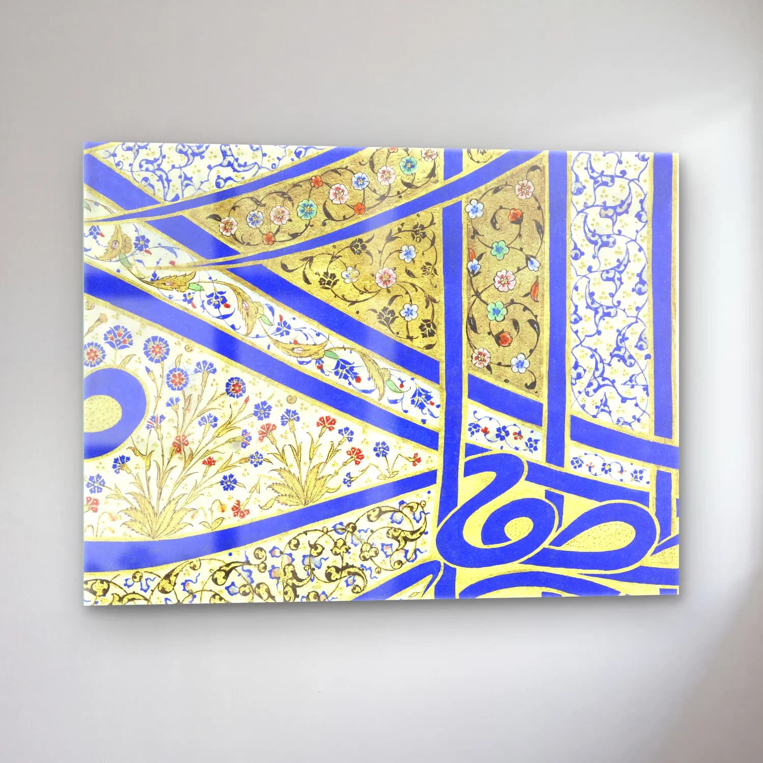 Maksimalist Çiçek Deseni No. 9 cam tablo — sol açıdan görünüm