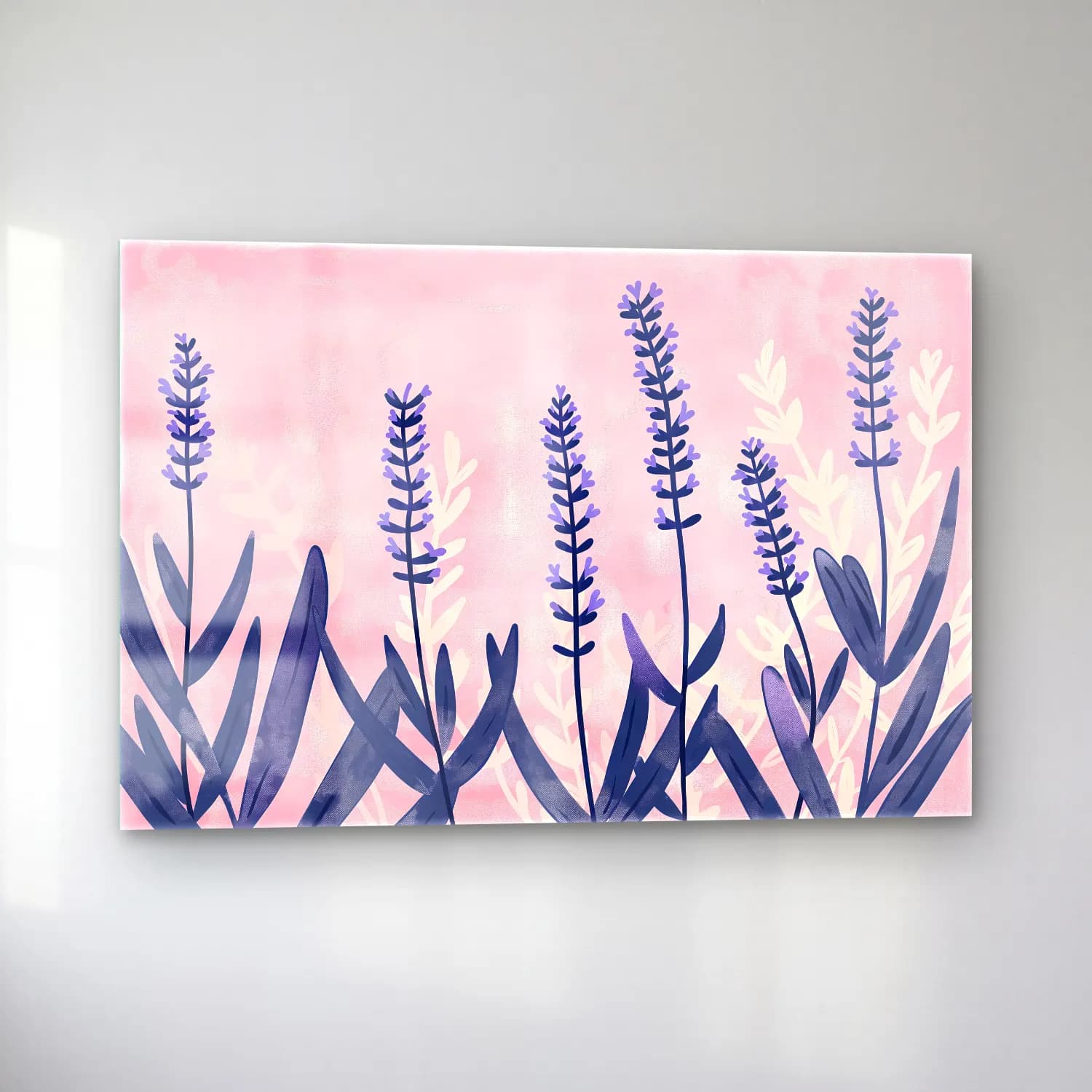 Pastel Lavanta Tarlası – Mor Tonlar cam tablo — sol açıdan görünüm
