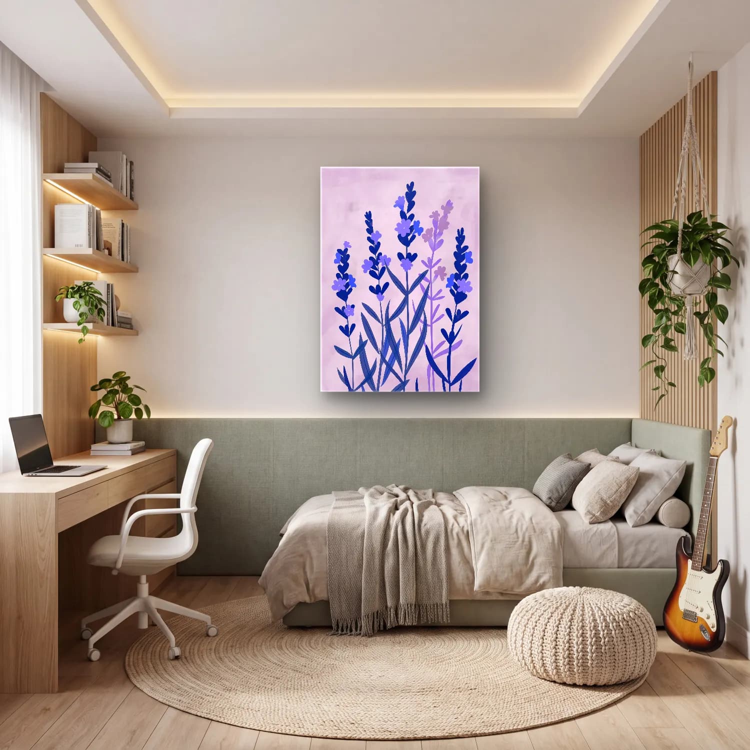 Pastel Lavanta Tarlası No. 5 cam tablo — genç odasında