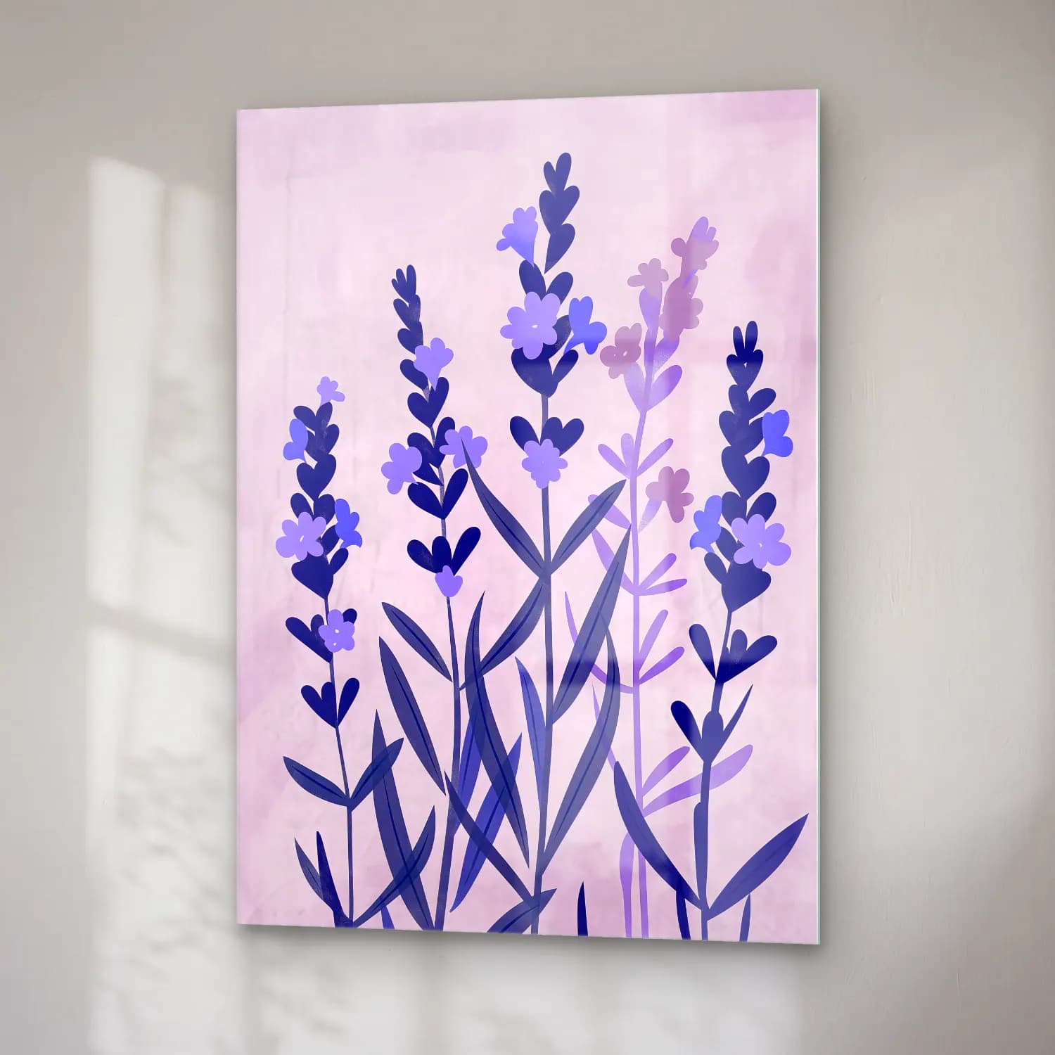 Pastel Lavanta Tarlası No. 5 cam tablo — sağ açıdan görünüm