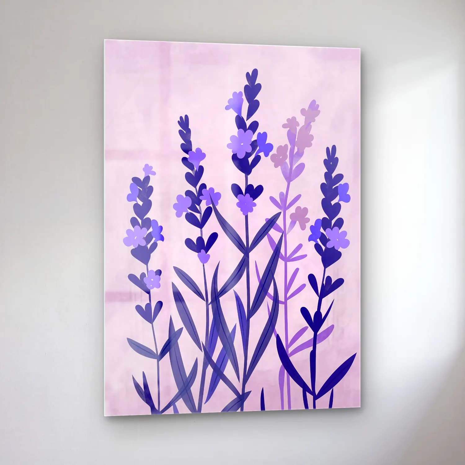 Pastel Lavanta Tarlası No. 5 cam tablo — sol açıdan görünüm