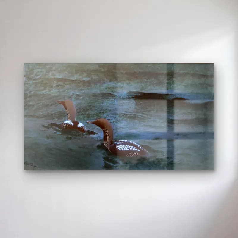 Bruno Liljefors – Black-throated Divers cam tablo — Bruno Liljefors – Black-throated Divers — yağlı boya ördekler