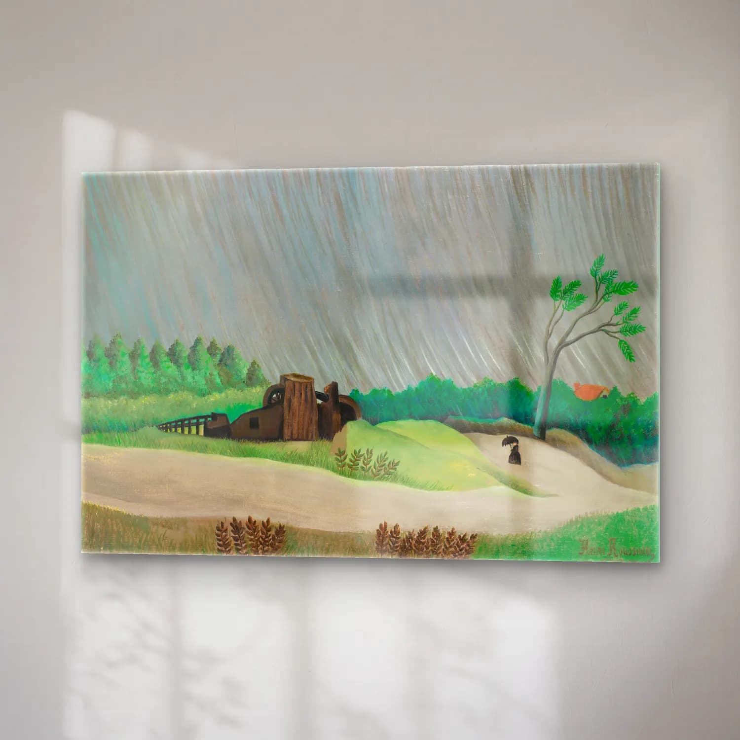 Yağlı Boya Kır Evi No. 49 cam tablo — sağ açıdan görünüm