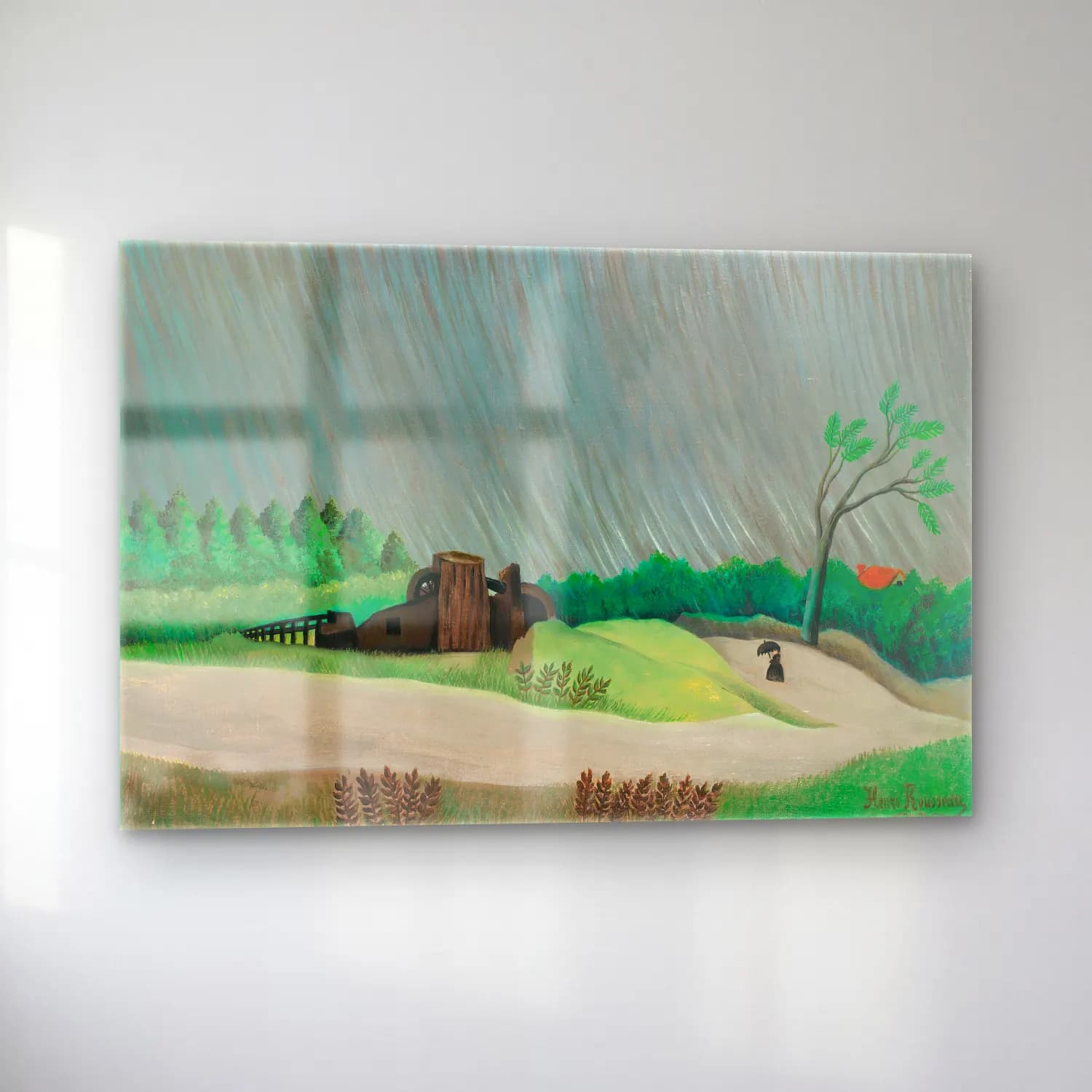 Yağlı Boya Kır Evi No. 49 cam tablo — sol açıdan görünüm