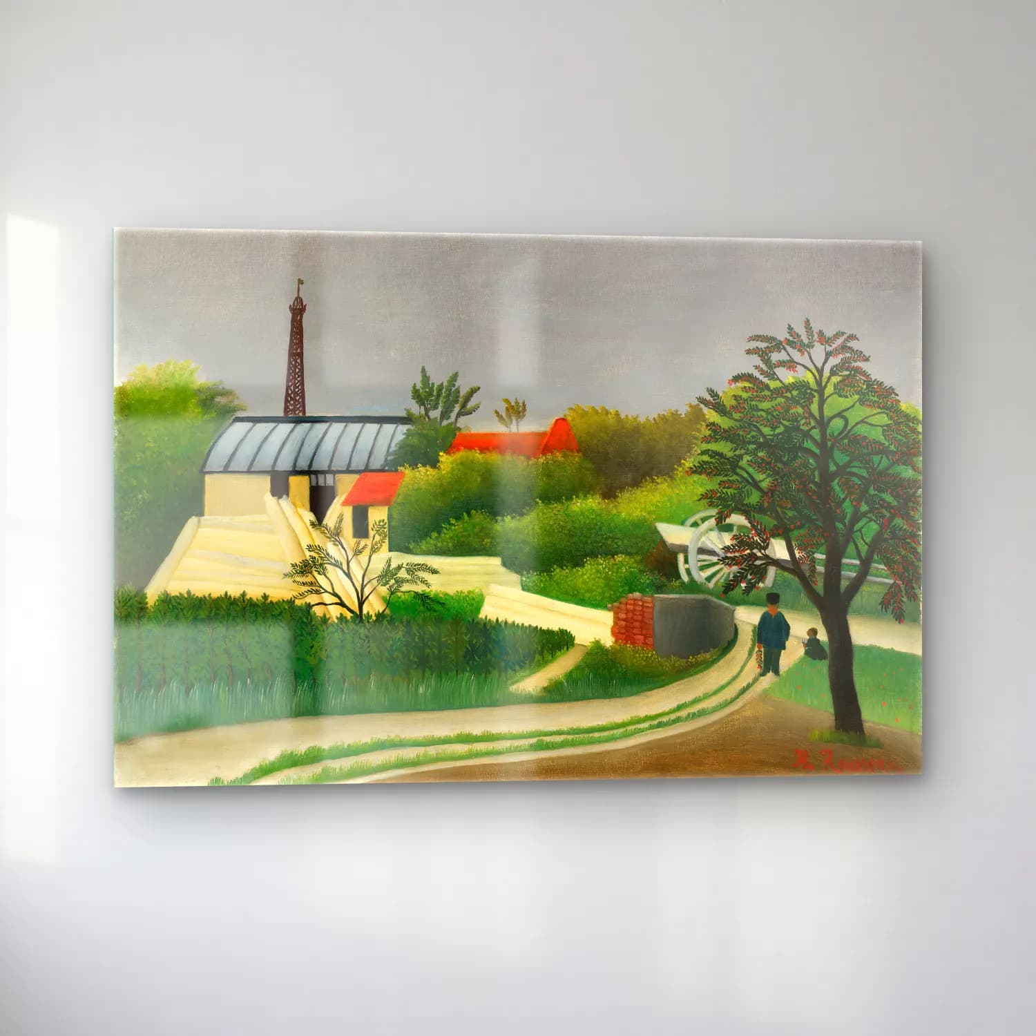 Yağlı Boya Kır Evi No. 51 cam tablo — sol açıdan görünüm