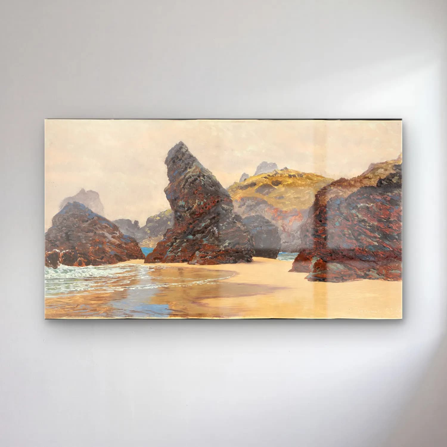 Yağlı Boya Dalgalı Sahil No. 45 cam tablo — Yağlı Boya Dalgalı Sahil No. 45 — yağlı boya dalgalı sahil