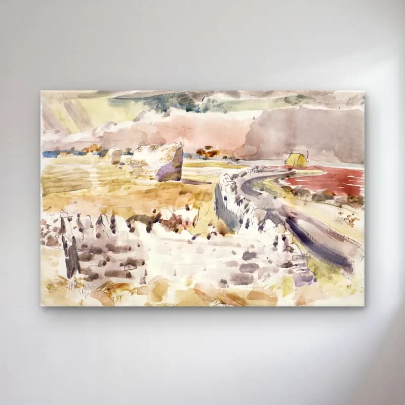 Paul Nash – Oxfordshire Landscape cam tablo — Paul Nash – Oxfordshire Landscape — suluboya soyut manzara