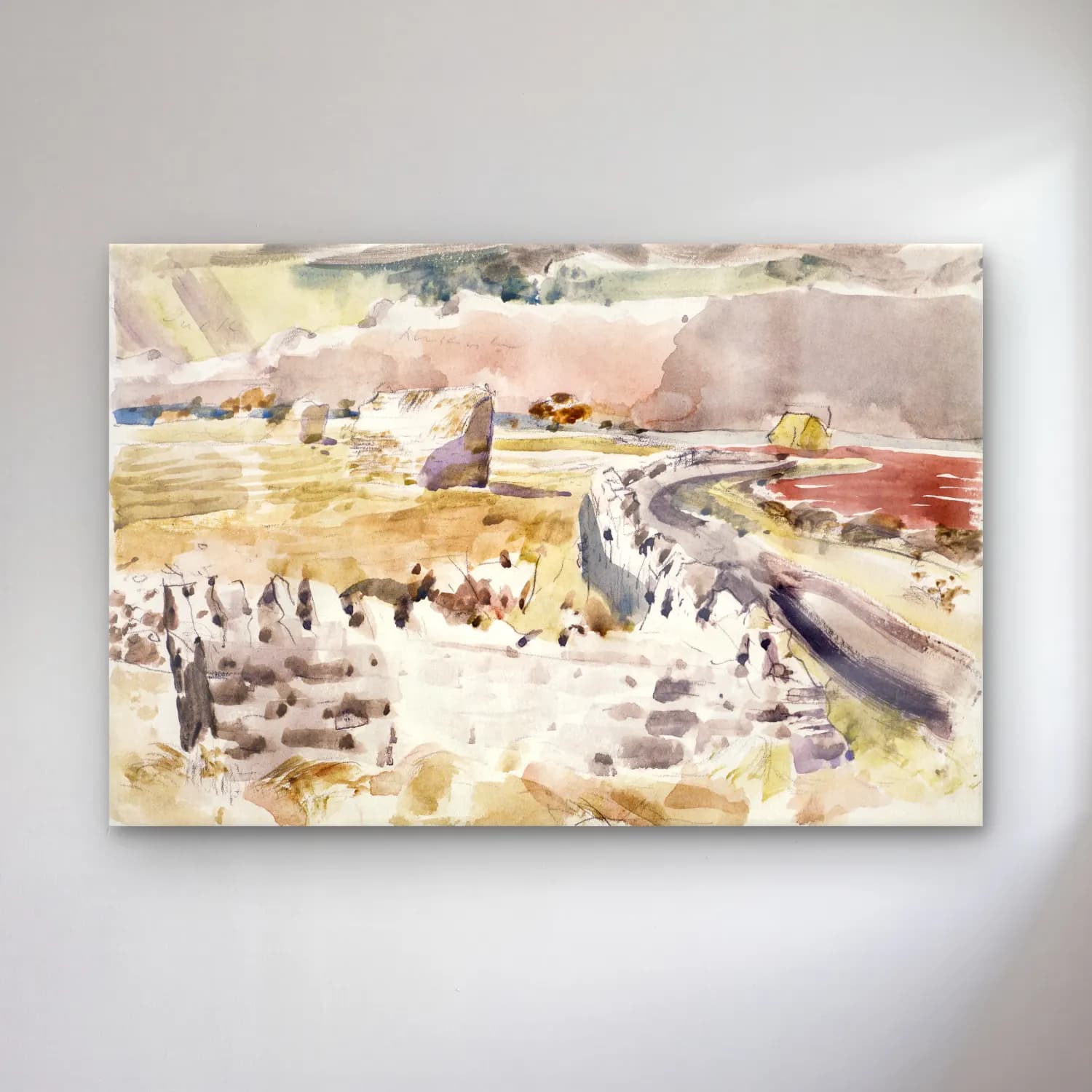 Paul Nash – Oxfordshire Landscape cam tablo — Paul Nash – Oxfordshire Landscape — suluboya soyut manzara